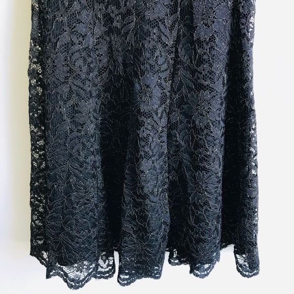 Tommy Hilfiger Black Shine Allover Lace Fit and Flare Dress - Picture 9 of 11